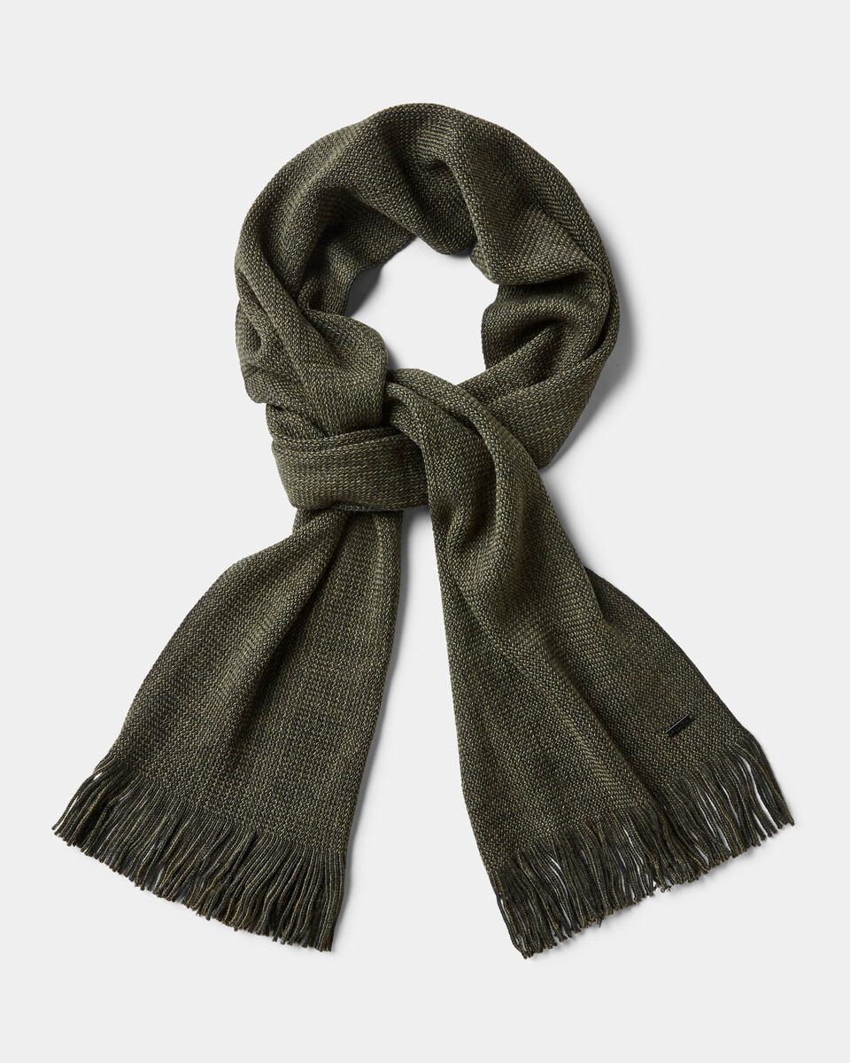 Khaki Marle Wool Blend Knitted Scarf